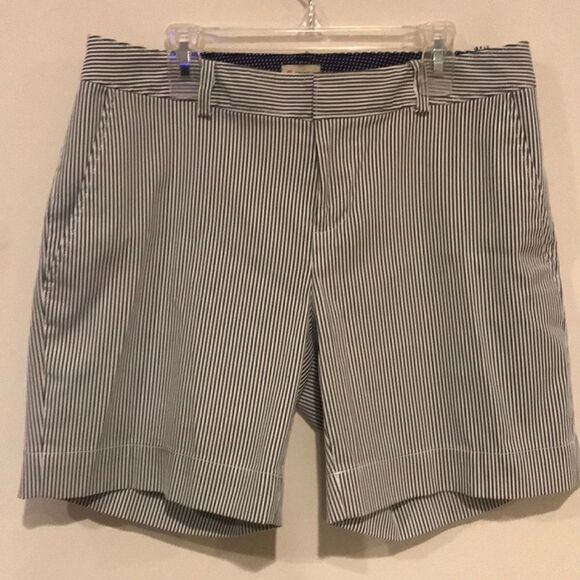 Cremieux Blue & White Stripe Trouser Shorts - Sz 4 - Picture 1 of 8
